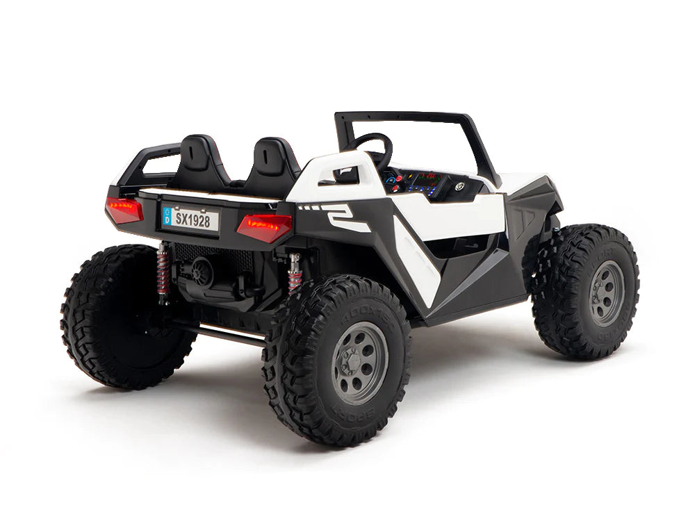White Megastar Kids Electric Ride-on Cross Country Jeep wagon with RC