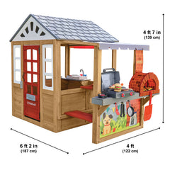 Wooden playhouse with kitchen playset dimensions  