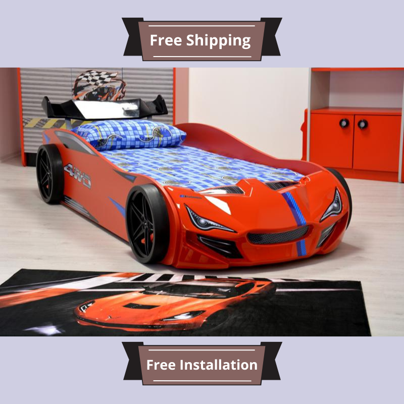Musvenue GT1 Eco Kids Car Bed with Head Lights & Bluetooth