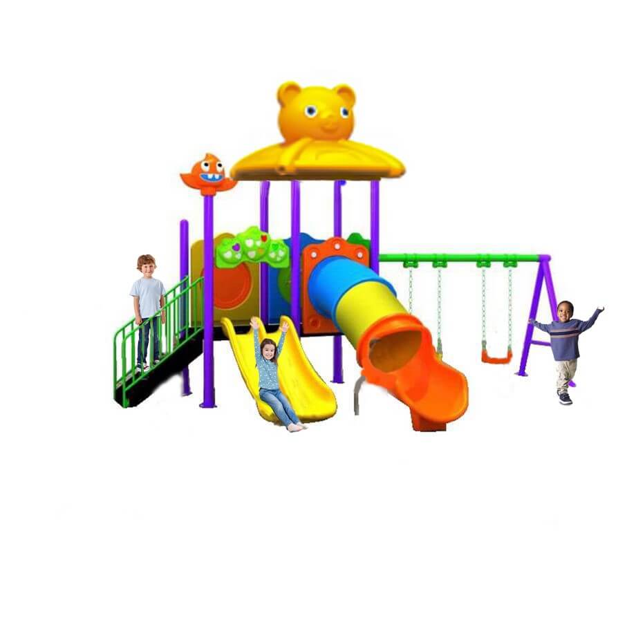 Yellow Fellow Kids Tube Slide And Swings