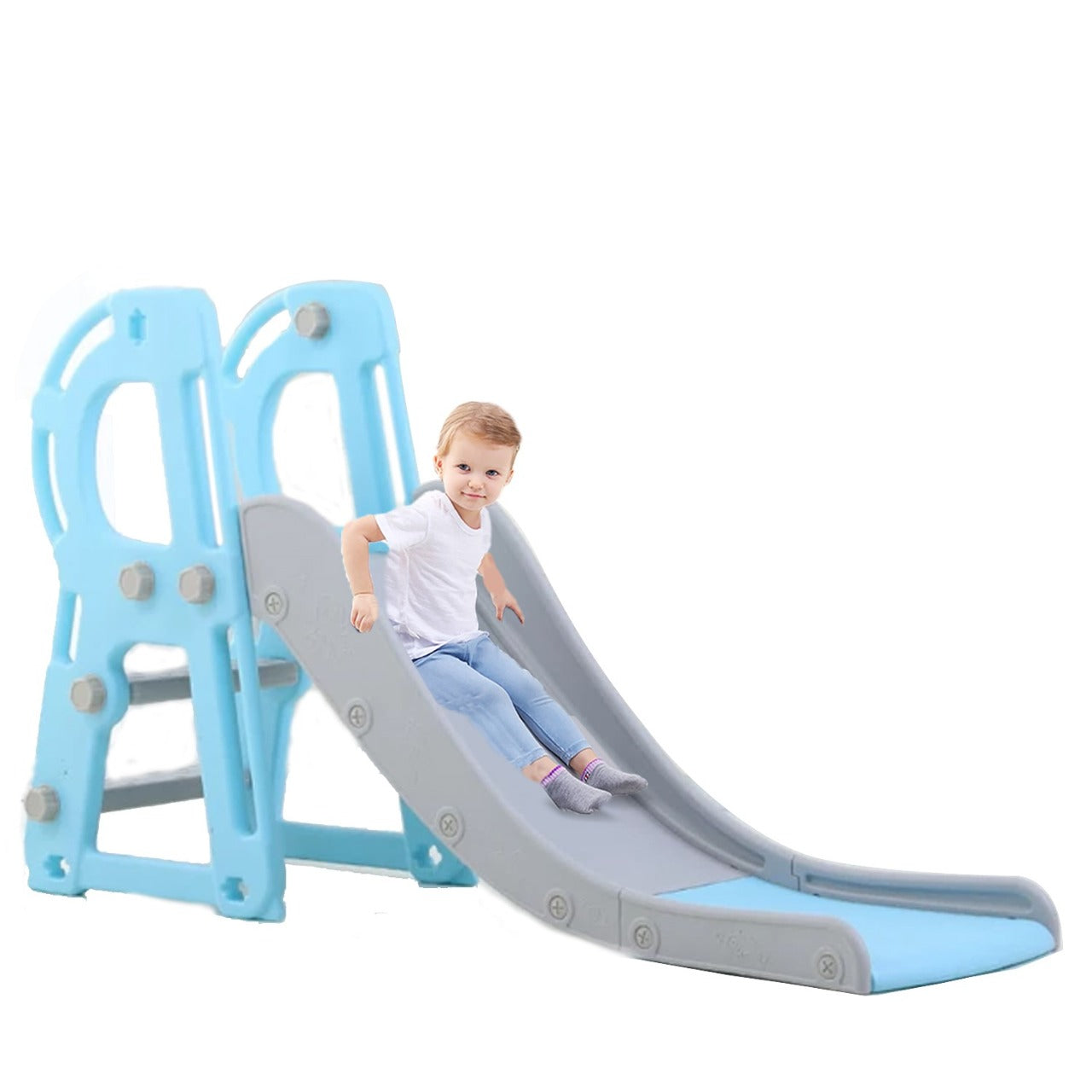 Kid play on Climb and slide Long slide- Pink & Blue
