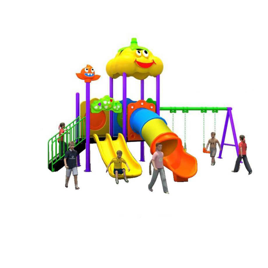 Yellow Fellow Kids Tube Slide And Swings
