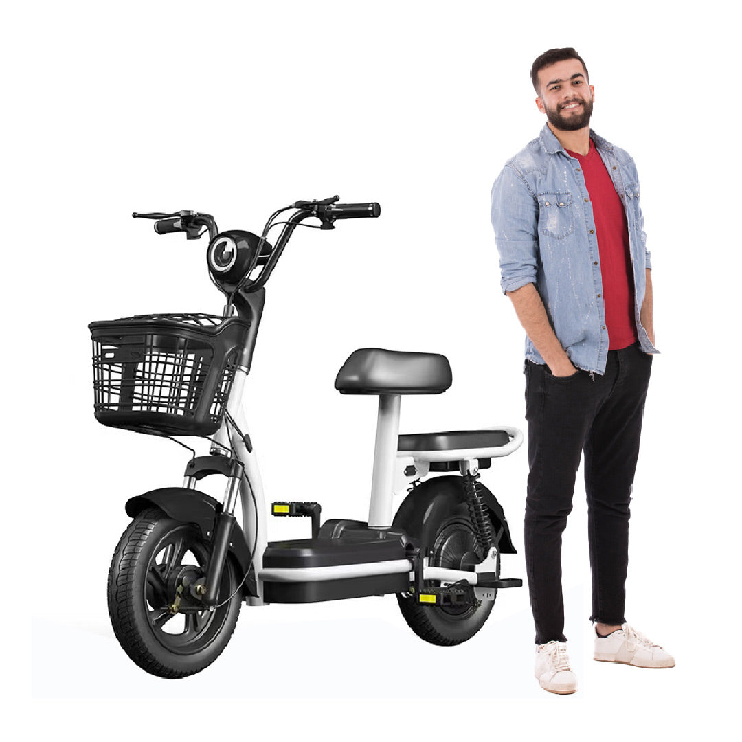 Megawheels Porta CX Electric scooter 2 seater 2 PASSENGER Bike 48 V with pedal - Black