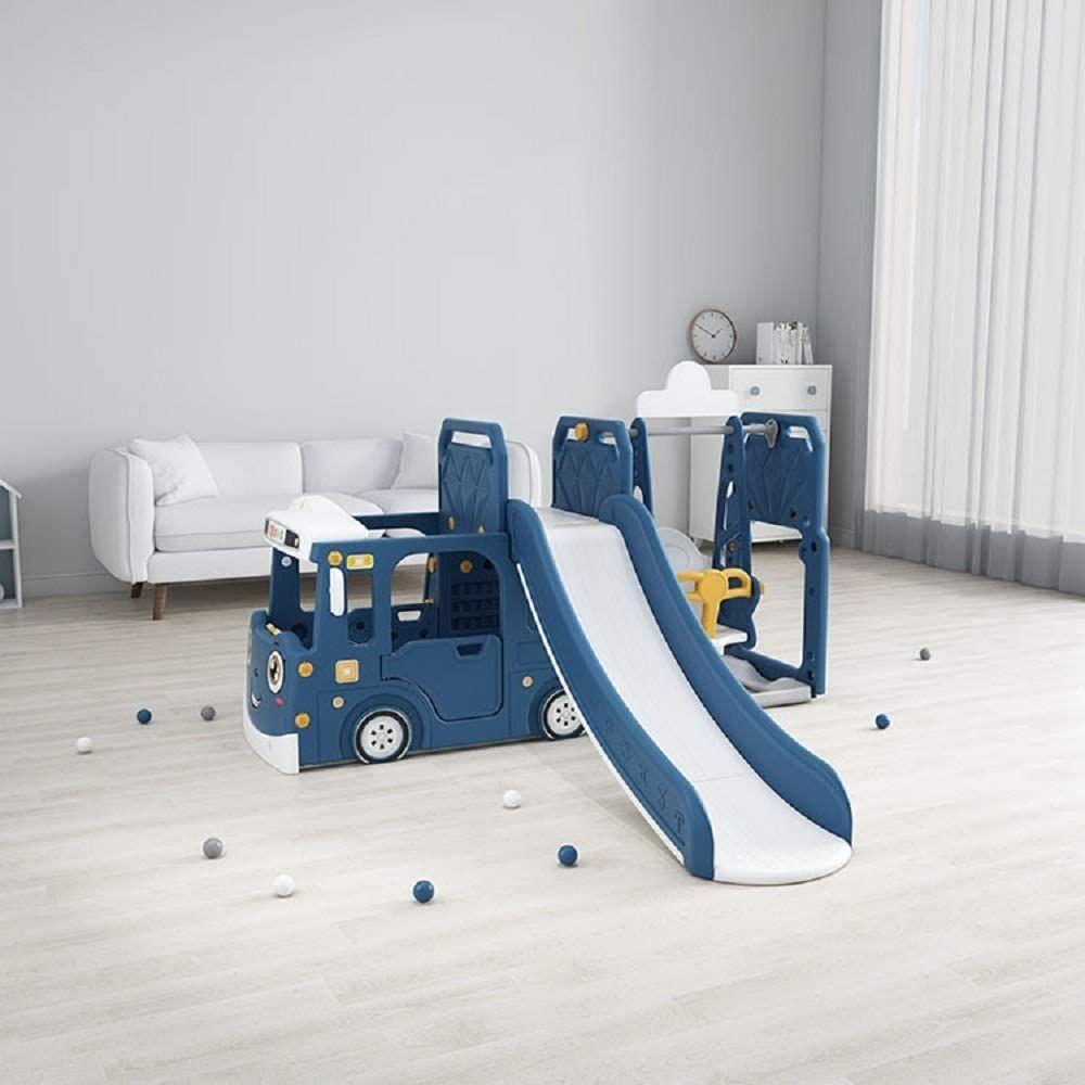 "3in 1 Mega Play Bus With slide, swing  basketball and playarea Multiactivities playset - BLUE " - MGA STAR MARKETING