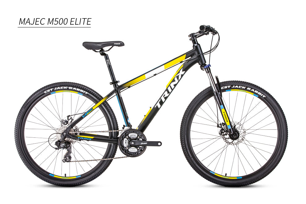 Black with Yellow Contrass Trinx Mountain Bike Majestic M500 Elite alloy 27.5