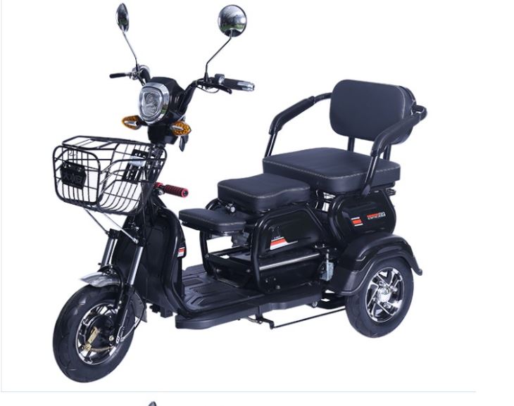 Electric Cargo Scooter Tricycle For 3 Passengers Black