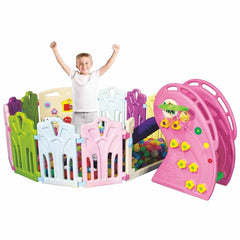 Pink Slide With Colorful Play Pen & Play Balls