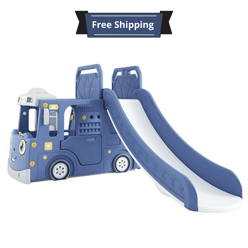"3in 1 Mega Play Bus With slide, swing  basketball and playarea Multiactivities playset - BLUE " - MGA STAR MARKETING