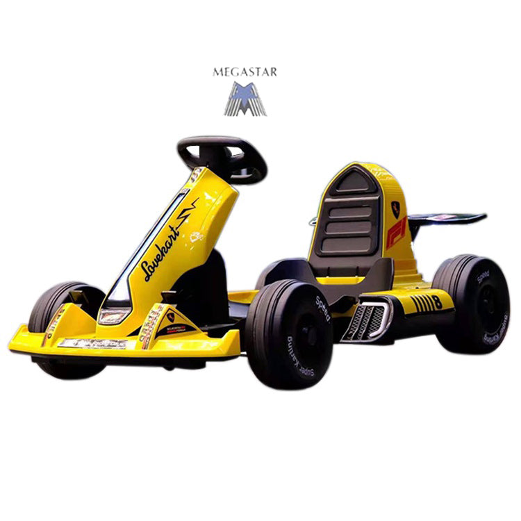 Yellow Electric Ride on Funky Go Kart Buggy For kids 12V Side