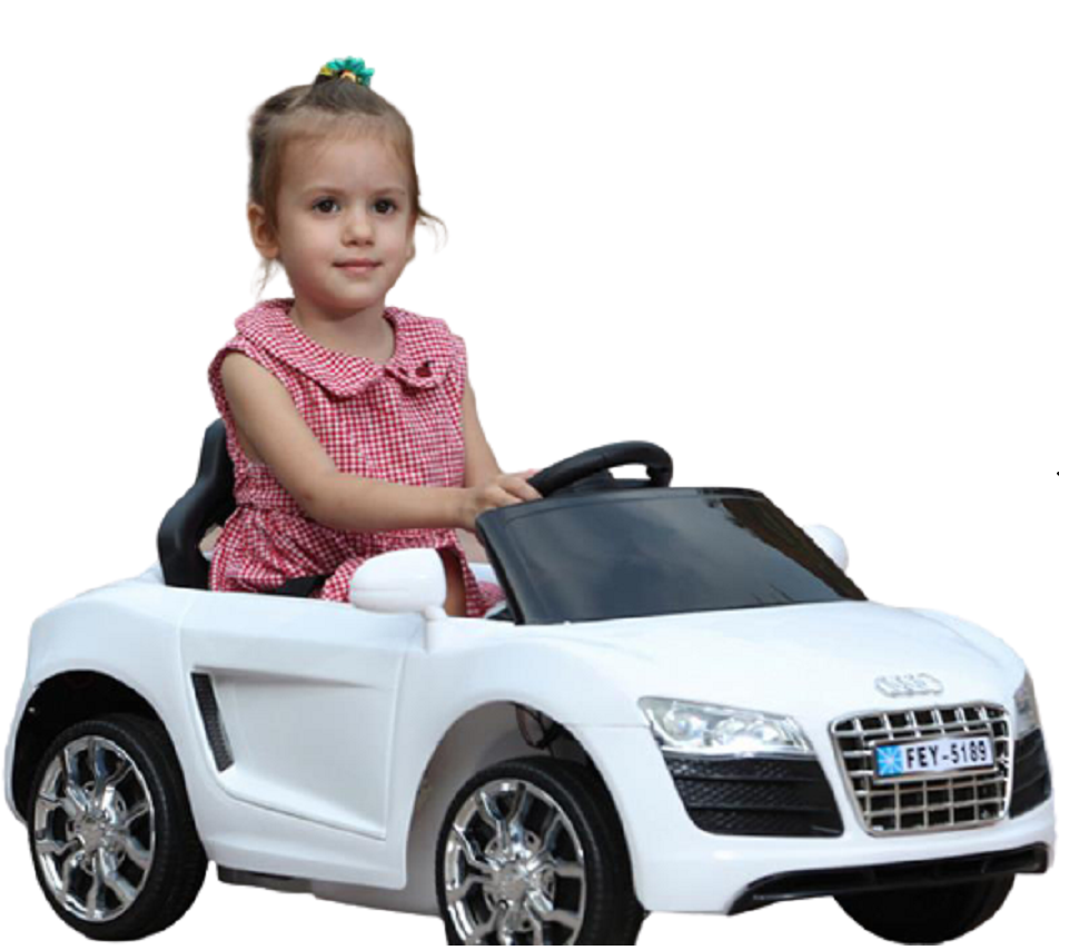 White Electric Ride on Audi style Children's Remote-Controlled Car 6V