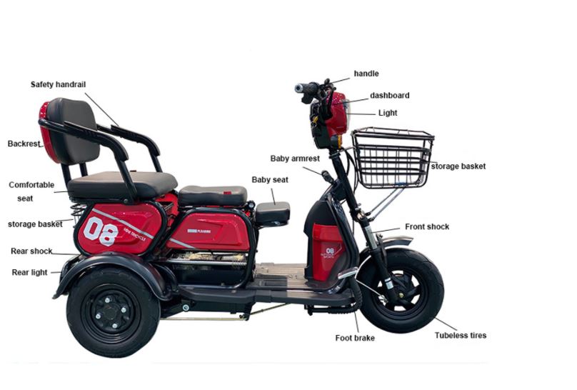Electric Cargo Scooter Tricycle For 3 Passengers Specification