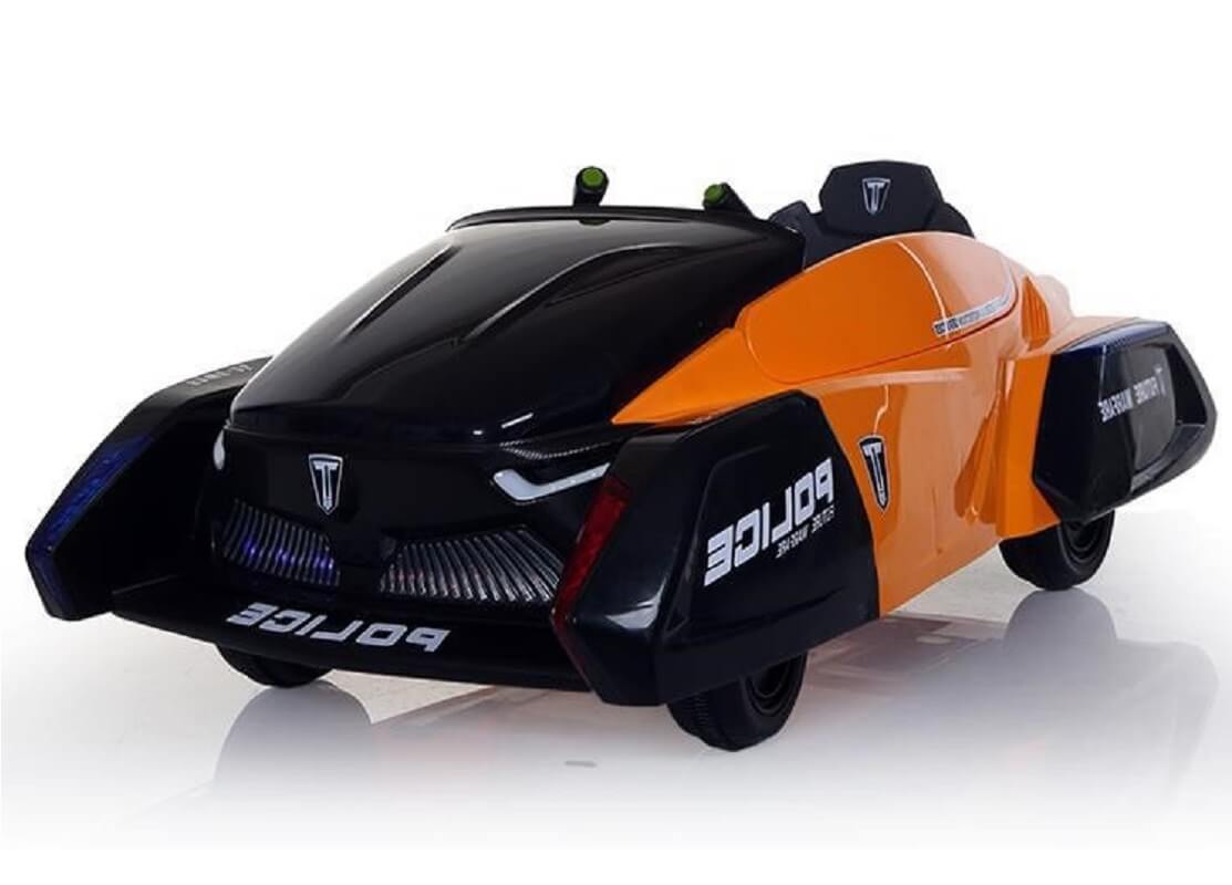 Black and Orange Ride on Police Caparo  Battery Operated Kids Swing Car 12V