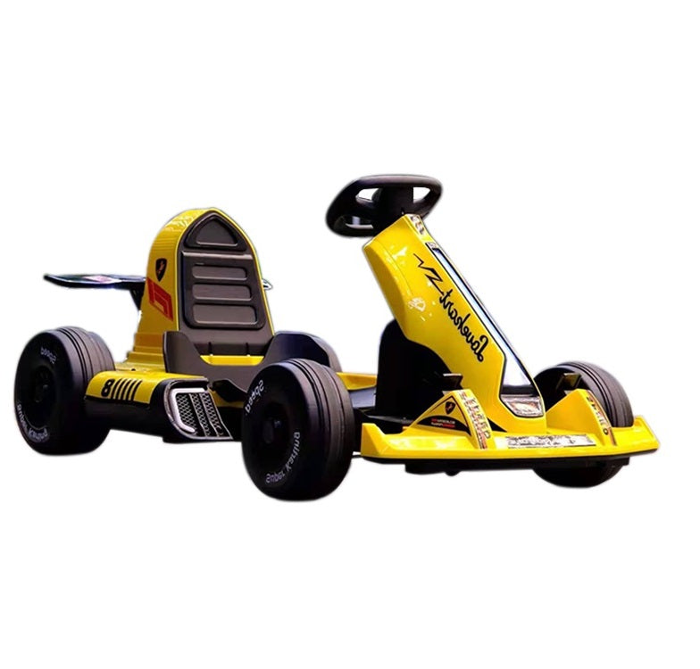 Yellow Electric Ride on Funky Go Kart Buggy For kids 12V Side View