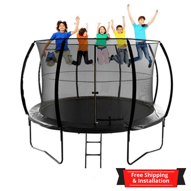 Megastar "jump n bounce" trampoline with enclosure net & ladder 8FT