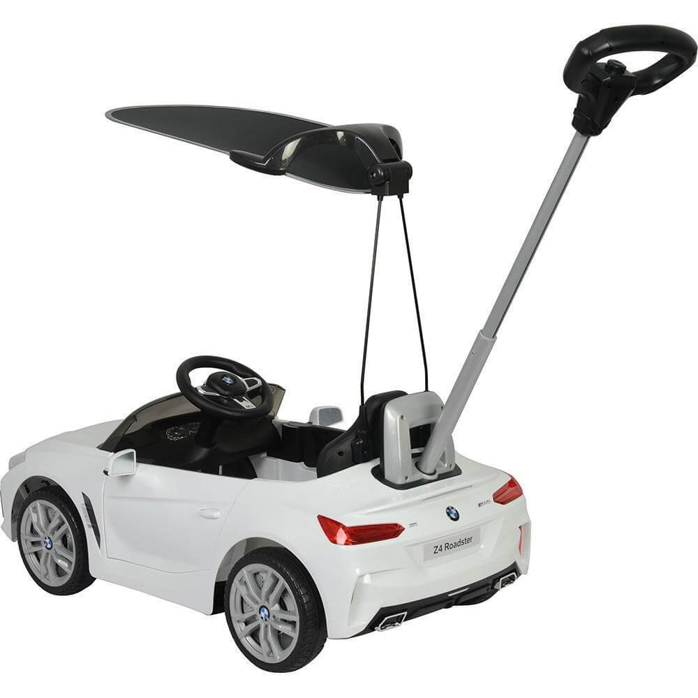 White Push Car BMW Z4 For Kids with Canopy Side