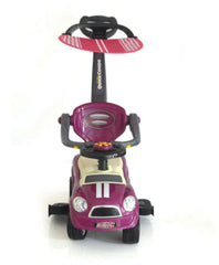 Baby  push car with parental handle and canopy in purple color 
