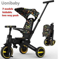 Megastar 7 in 1 Foldable & Reversible  Tricycle Stroller for Toddler-yellow