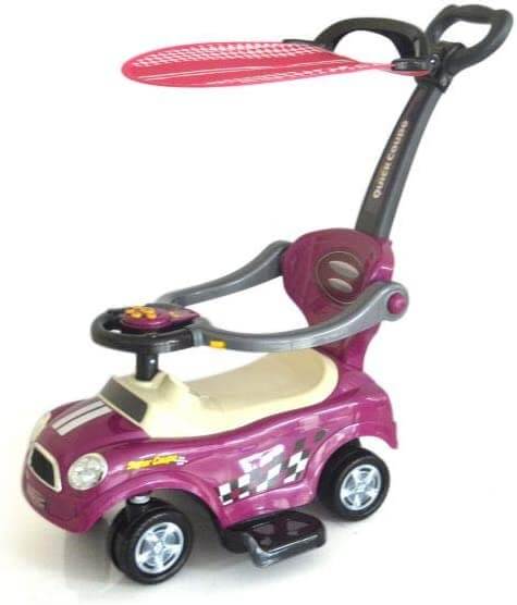 Baby  push car with parental handle and canopy in purple color 