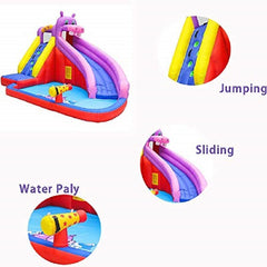 Megastar Inflatable Deluxe Hippo & Dipper Water spray N Slide Bouncer for Kids