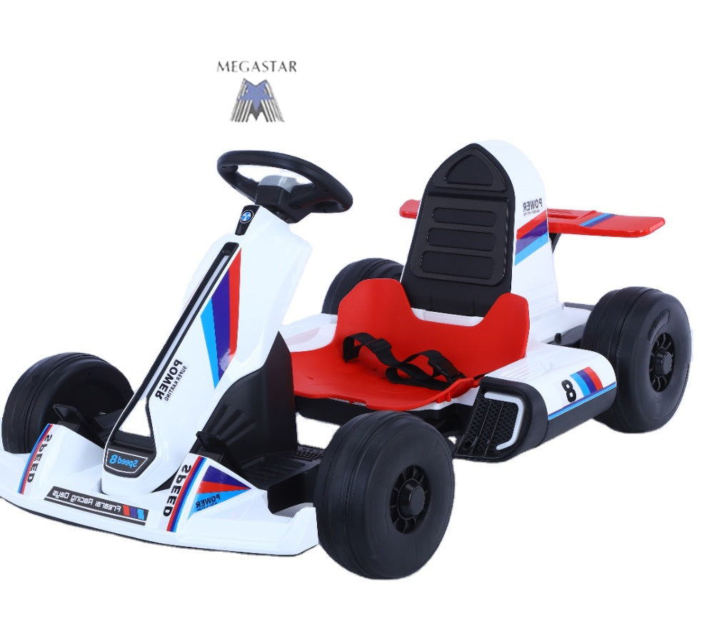 White Electric Ride on Funky Go Kart Buggy For kids 12V FrontSide