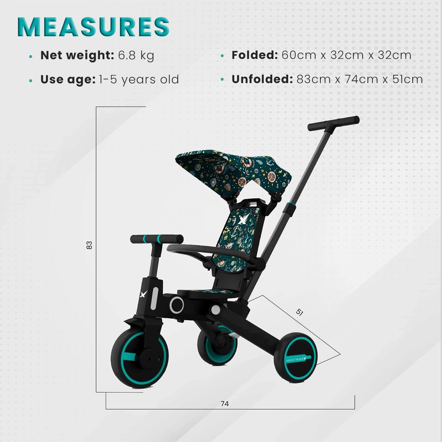 Foldable & Reversible Tricycle Stroller