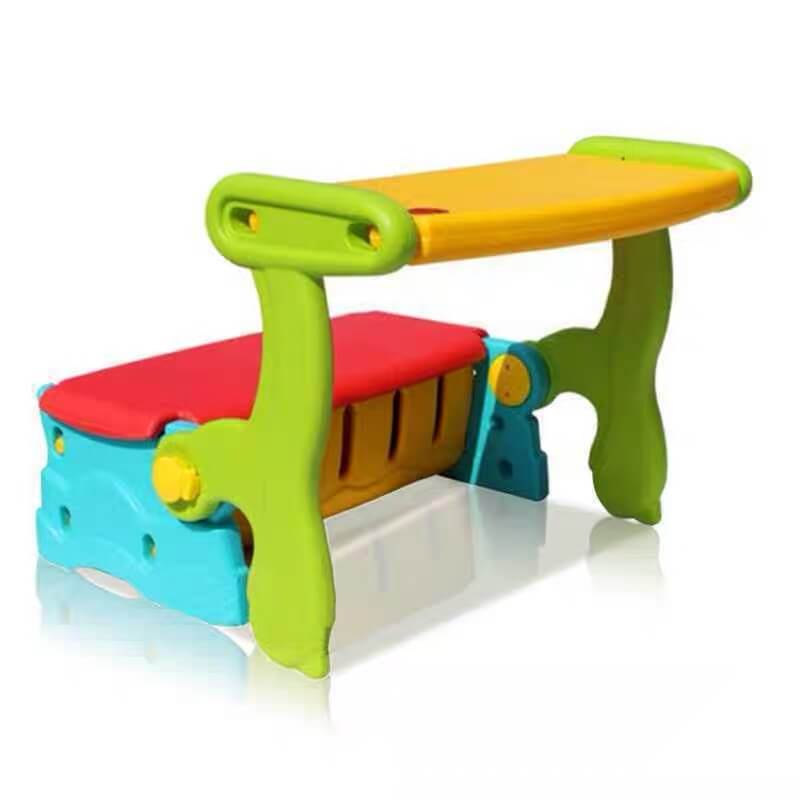 Megastar Quickflip 2 in 1 Study Table Chair Set Desk for Kids Cum Park bench with Toy Box Dual Seater, Multicolour