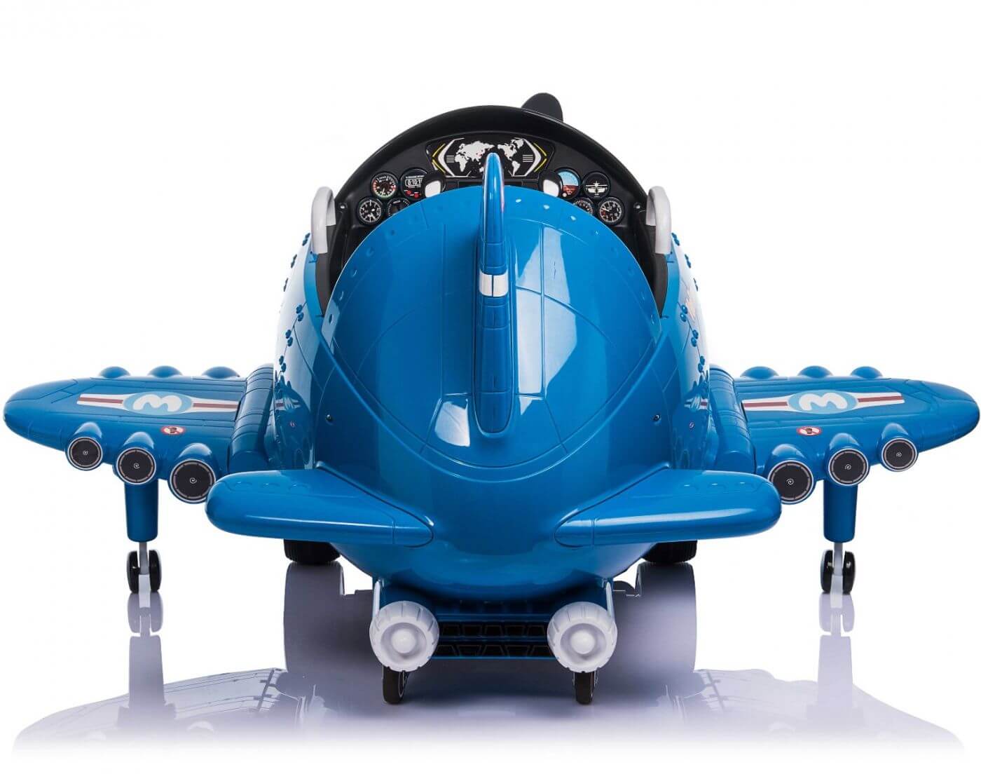 Blue Electric Ride on Warplane Helicopter For Kids Battery Powered 12V Bak