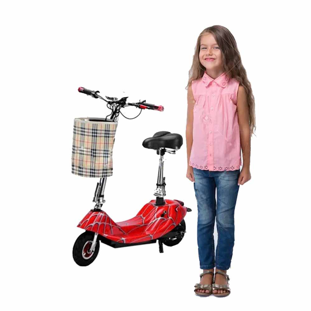 Foldable Electric Scooter with Rubber Tyres, Seat & Basket For Small Adults 24V  | Kids Electric Scooter