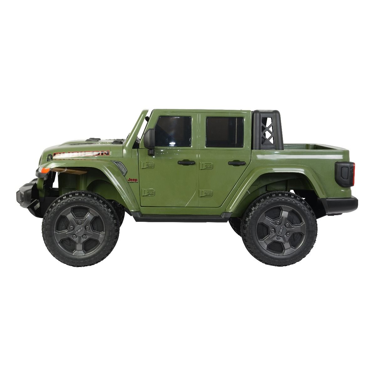 Green Electric Ride on Jeep Wrangler Rubicon SUV 12V Side