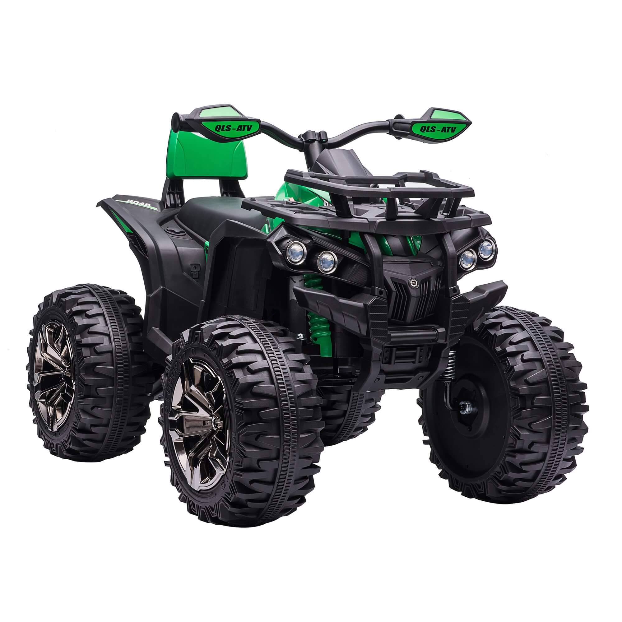 Megastar Ride on 12V Kids Battery-Powered Outlander ATV Quad with  Wide Wheels & Back rest-green