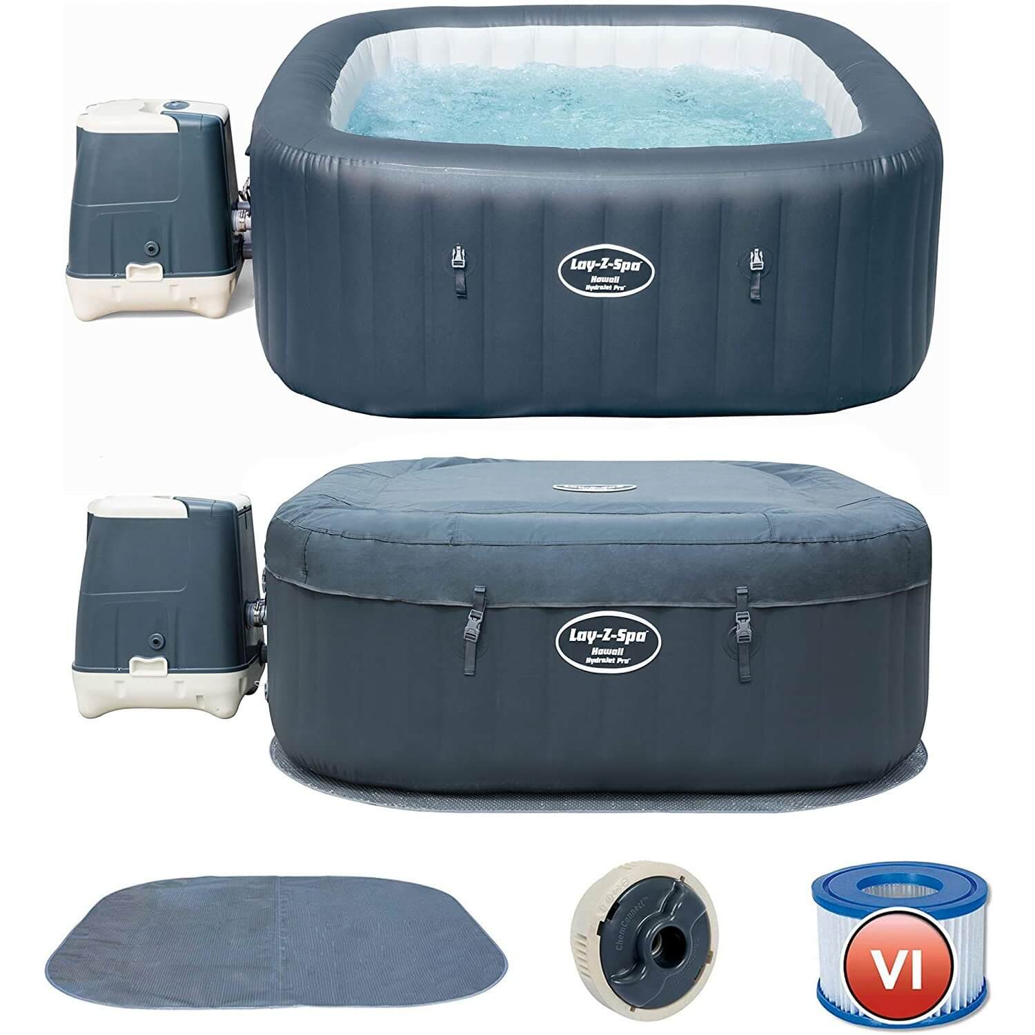 Bestway Hydrojet Pro Spa Hawaii Hot Tube with Filter  Cover 