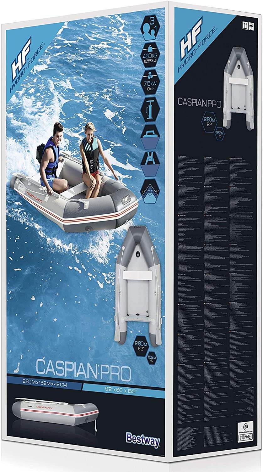 Bestway Hydro-Force Caspian Pro Sport Boat Set for 3 Adults and 1 Child, 280 x 152 x 42 cm - MGA STAR MARKETING