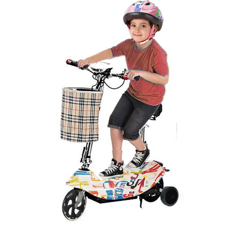 Raf  Zippy Foldable Electric  Scooter with training wheels Baby riding