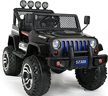 Black Ride on SUV Wrangler Style 2-Seats Jeep For kids 12V