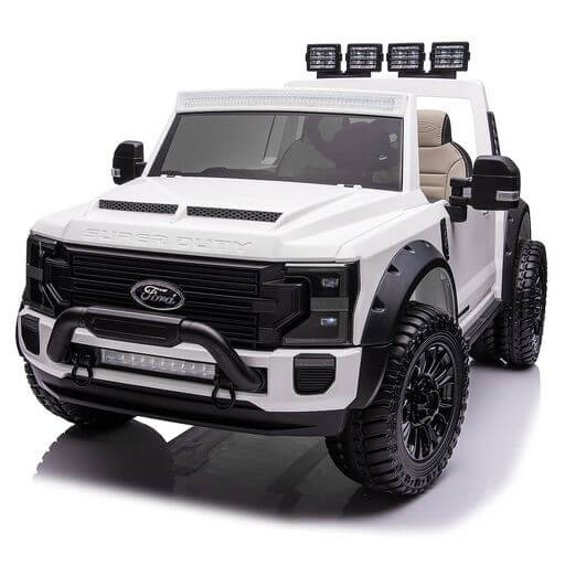  Ride on Licensed Ford Superduty  24V Electric Pickup  for 2 kids Truck w R/C - white