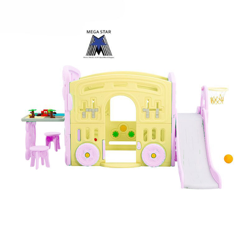 Wheels On The Bus 4 in 1 Activity Playhouse with Slide & Play Table & Chairs