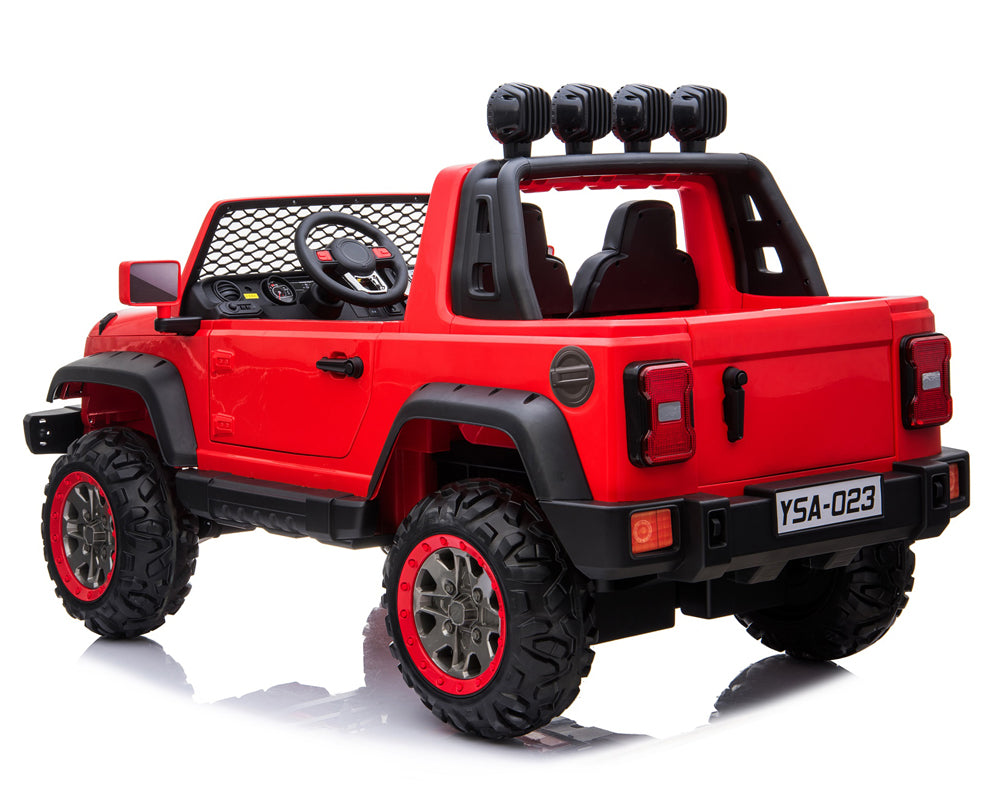 Megastar Ride on Metallic Azure kids Electric Jeep 12 v-Red