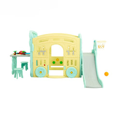 Wheels On The Bus 4 in 1 Activity Playhouse with Slide & Play Table & Chairs - MGA STAR MARKETING 