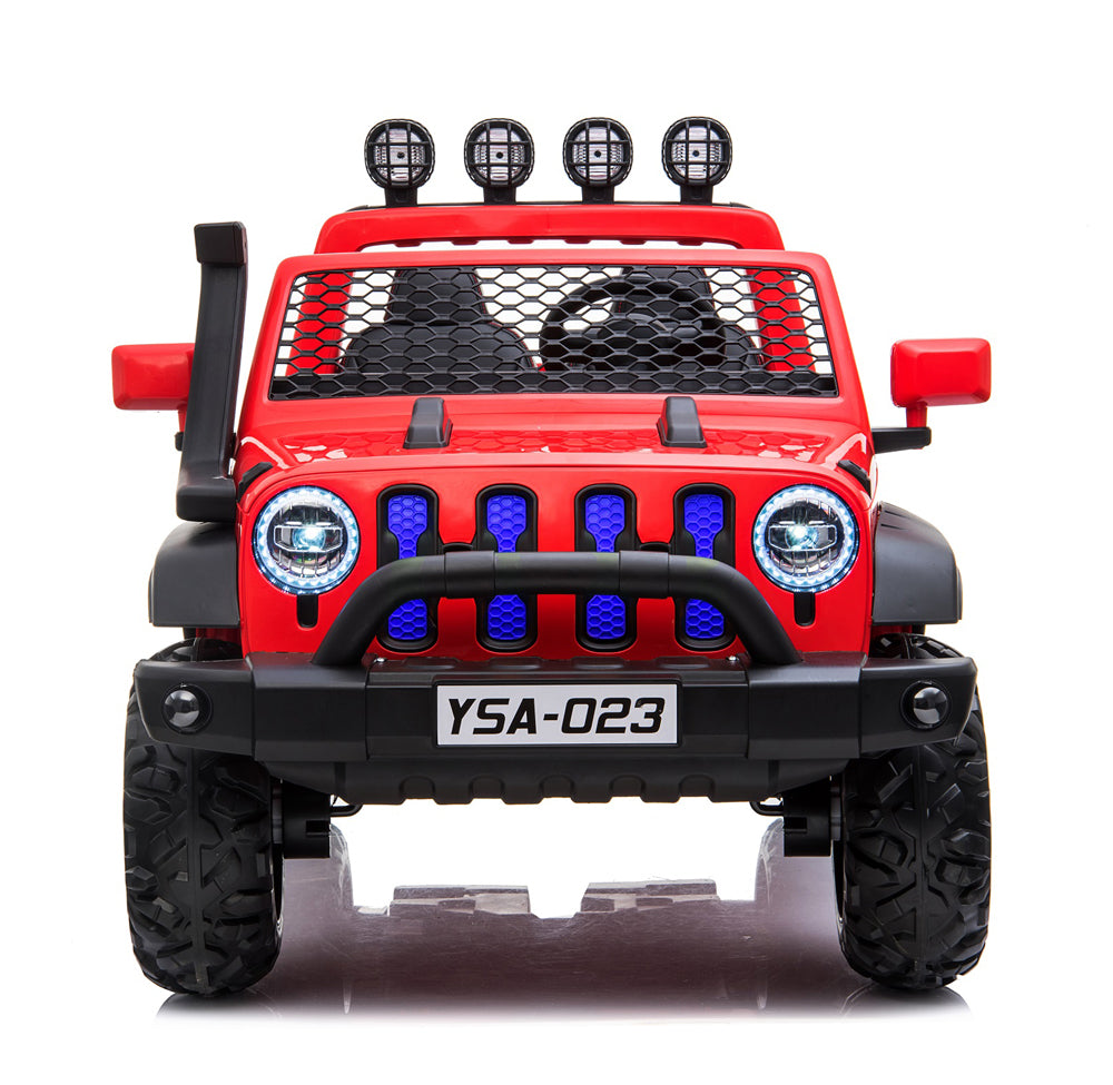Megastar Ride on Metallic Azure kids Electric Jeep 12 v-Red