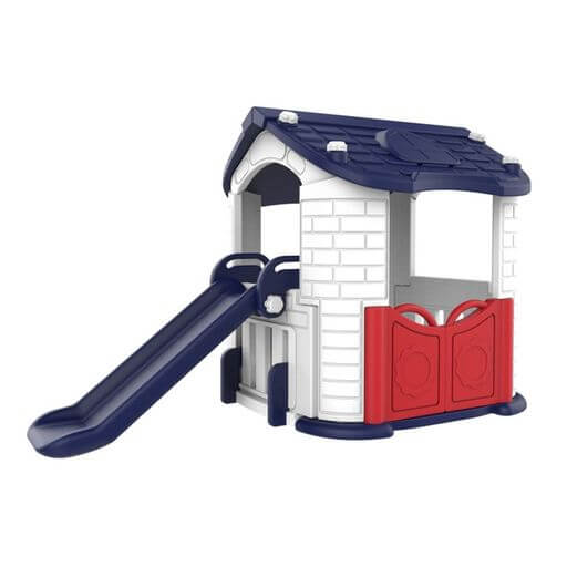 White Red and Blue  Playhouse with Playslide and basketball hoop   