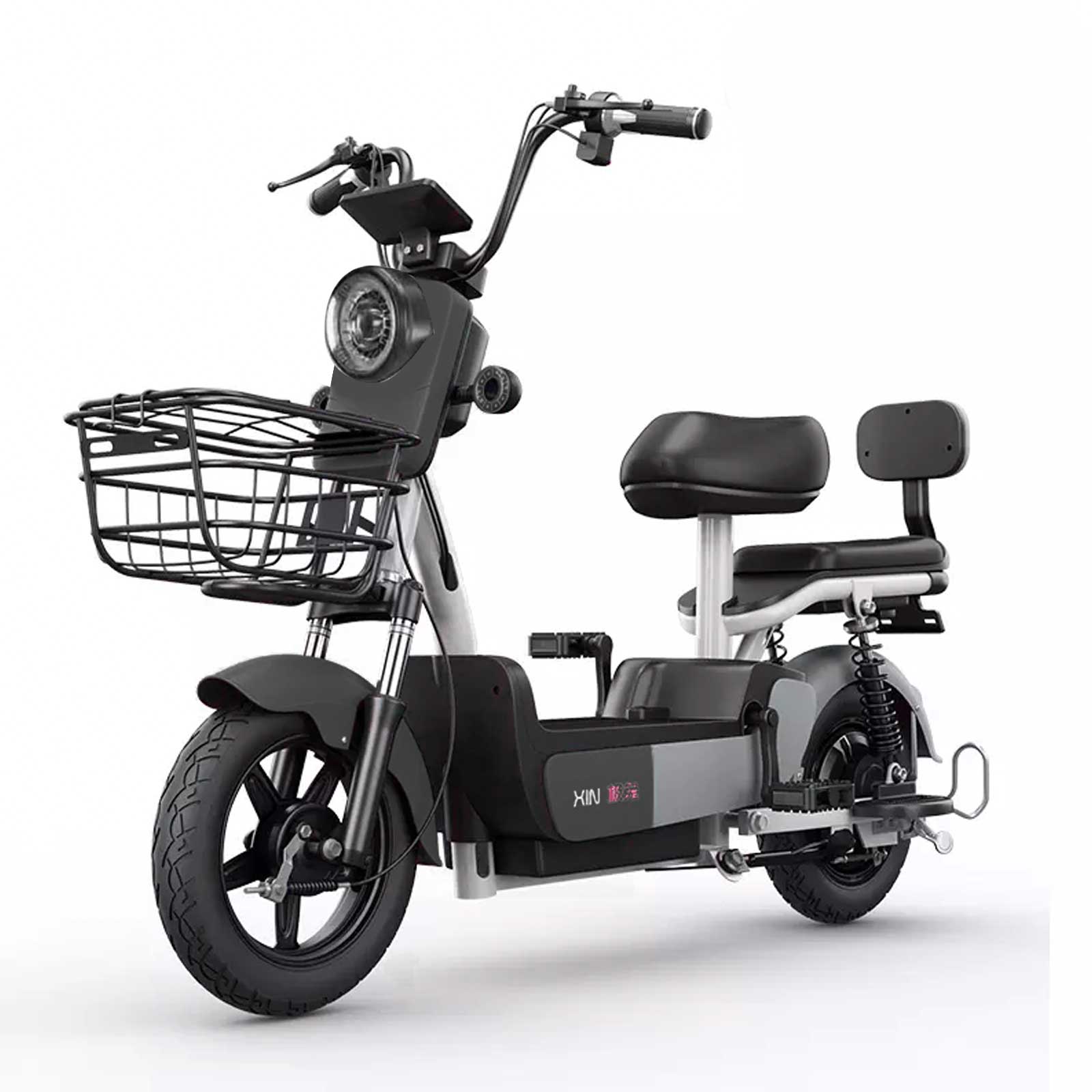 Electric moped 2 seater scooter 48v battery black grey