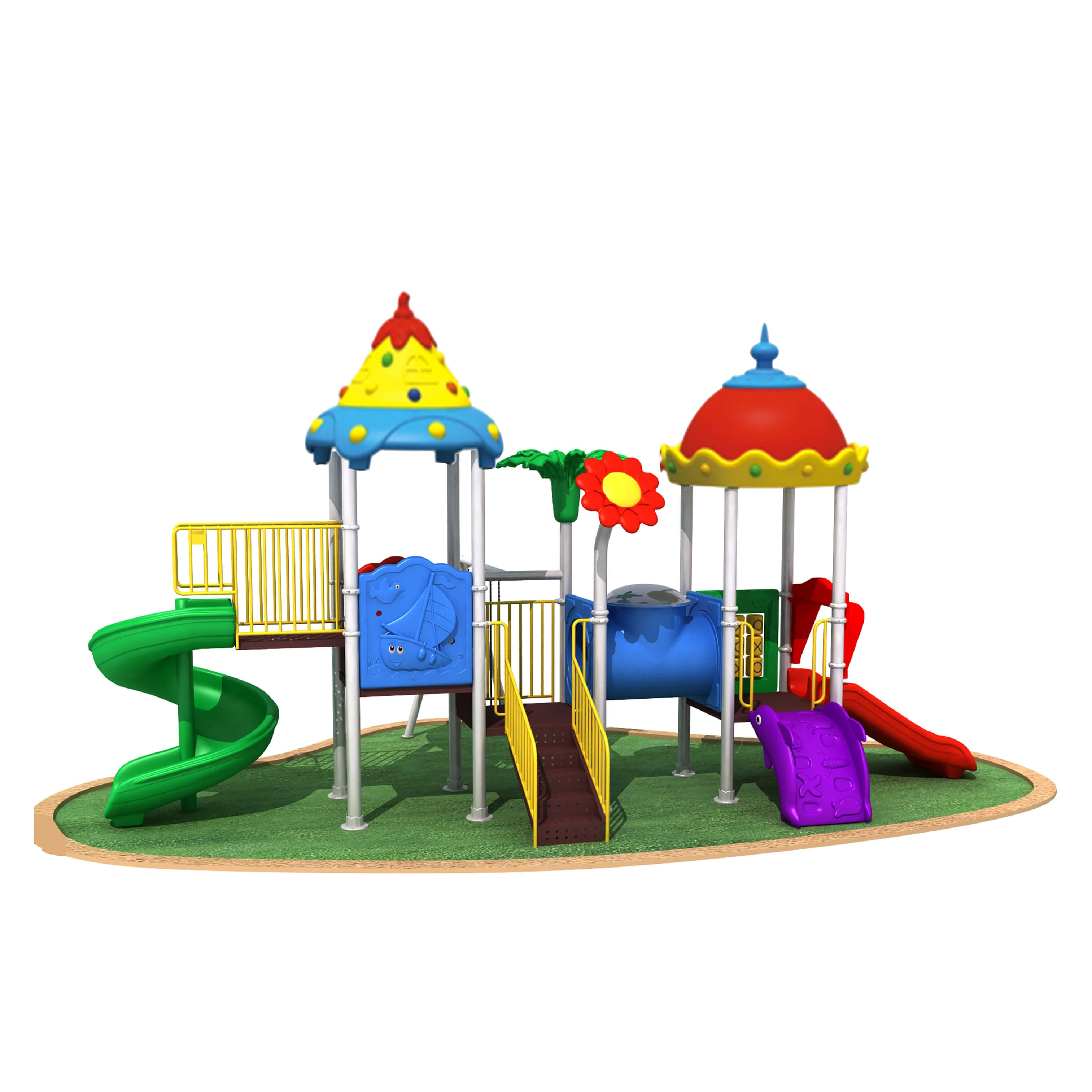 Castle Hat Outdoor Playground With Slides & 3 swings