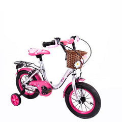 Girls Bicycle Metallic Rosy with basket and Training Wheels-Assorted 12"