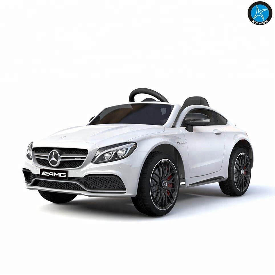 White Licensed Electric Ride on Mercedes AMG C63 Sports car for Kids