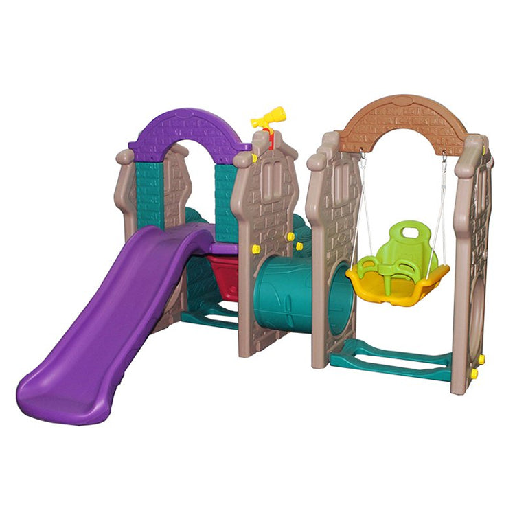Tunnel Playhouse with Swing ,slide & Rock Climber Wall  - Assorted  Colors - rafplay