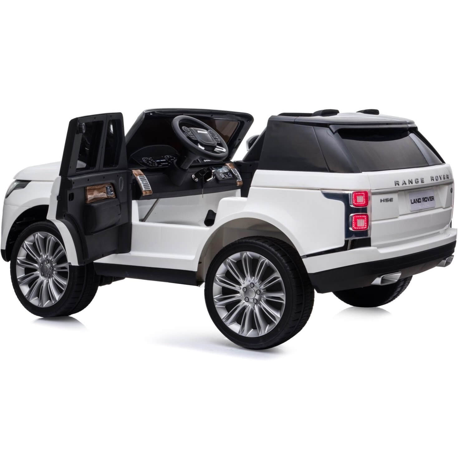 White Licensed Ride On Range Rover Vogue LCD SCREEN Car Two Seater for kids 24V Side Door Open