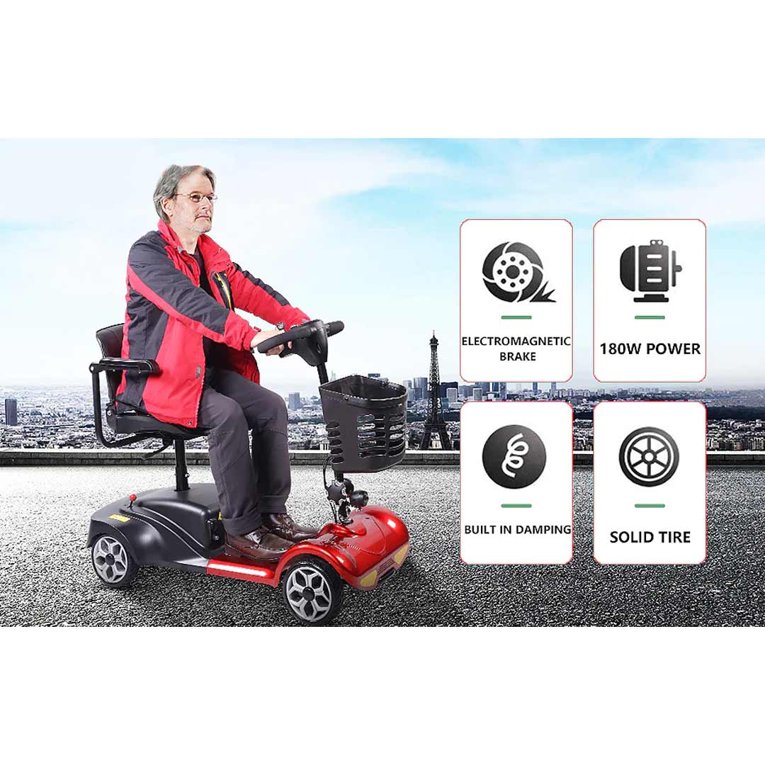 electric mobility wheelchair scooter for adults - red