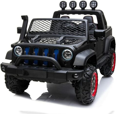 Megastar Ride on Metallic Azure kids Electric Jeep 12 v-Black