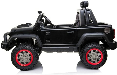 Megastar Ride on Metallic Azure kids Electric Jeep 12 v-Black