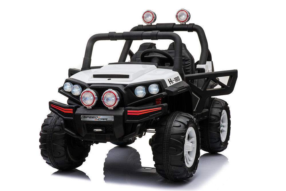White Electric Ride on SUV Crusher Jeep 2 Seater for Kids 12V